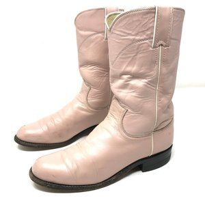 VTG JUSTIN Classic Roper Light Pink Western Cowgirl Boots Sz 6.5B